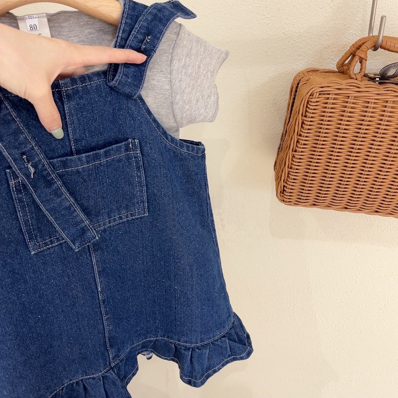 Set 3 chi tiết váy yếm Jeans cho bé gái 1-5 Tuổi, váy cho bé gái gồm: áo trong, yếm, kính HONGVYBABY