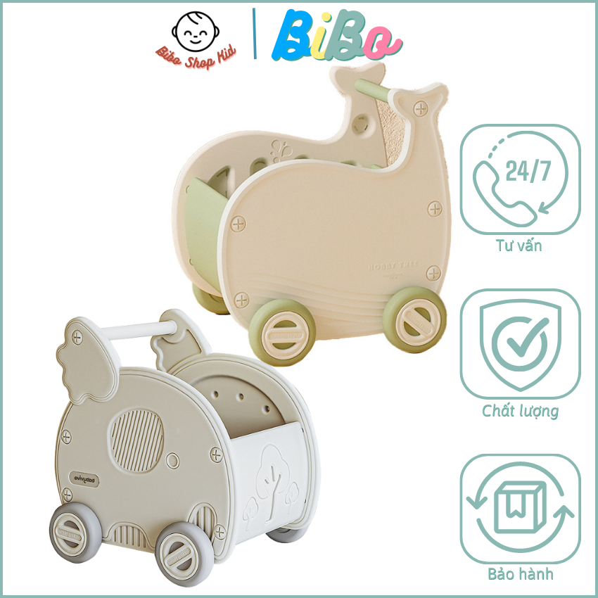 Xe tập đi cho bé, Xe tập đi có chứa giỏ đựng đồ chơi đa năng 4 chế độ, có ngăn đựng đồ - MK23022
