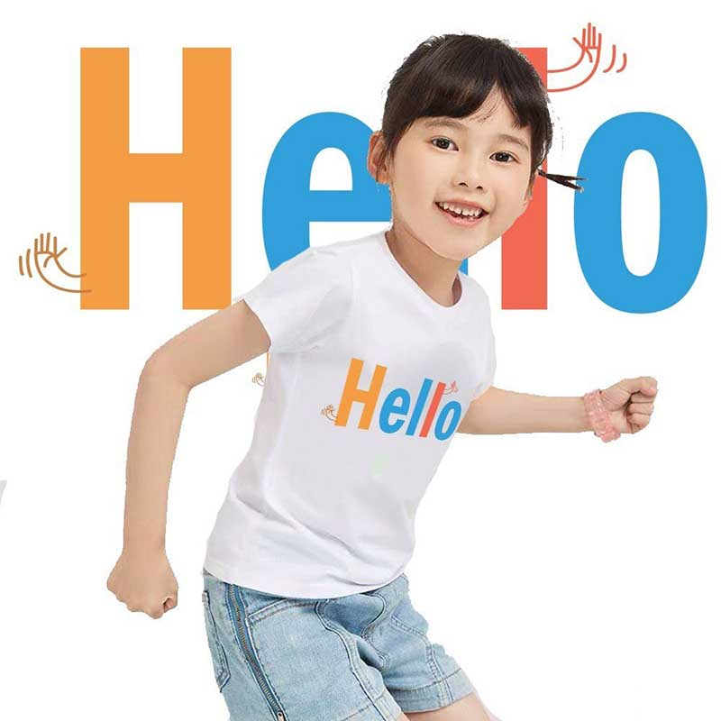 Áo phông áo thun ngắn tay cho bé gái TANOSA in hình hello chất cotton size 13-33kg