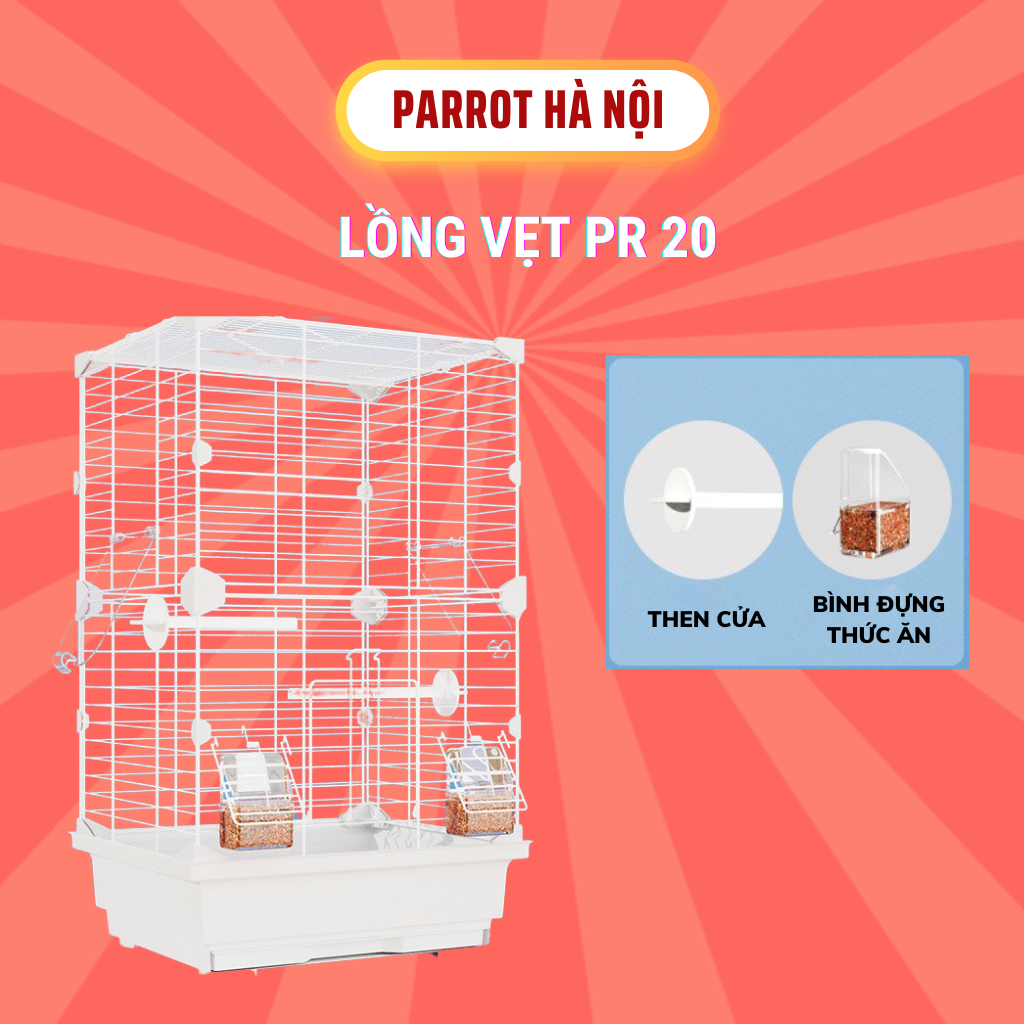 Lồng chim, vẹt pr 20, 2 màu đen trắng có thêm khóa chốt và hộp thức ăn - parrot Hà Nội