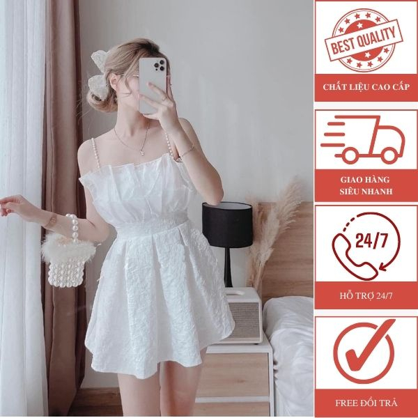 Đầm Gấm 2 Dây Ngọc 2 màu - D0593