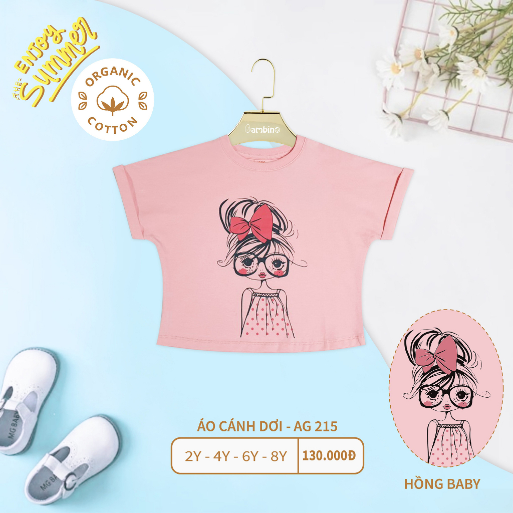 Bambino - Áo Cánh Dơi Bé Gái (2-8Y), Cotton hồ lạnh cao cấp, chống phai màu, chống xù lông, co giãn 4 chiều, AG215