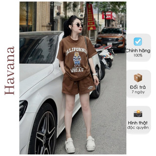 Set bộ thể thao nữ Havana chất cotton khô mềm mịn mặc đi chơi, Set đồ bộ nữ mặc ở nhà chất cotton Form rộng mềm mịn