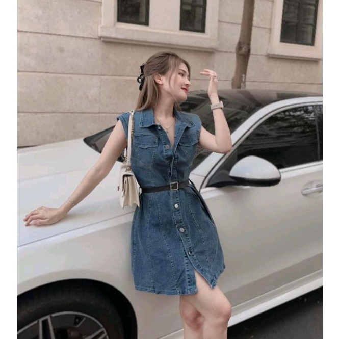 Áo sơ mì bò mài dáng dài tặng kèm đai
