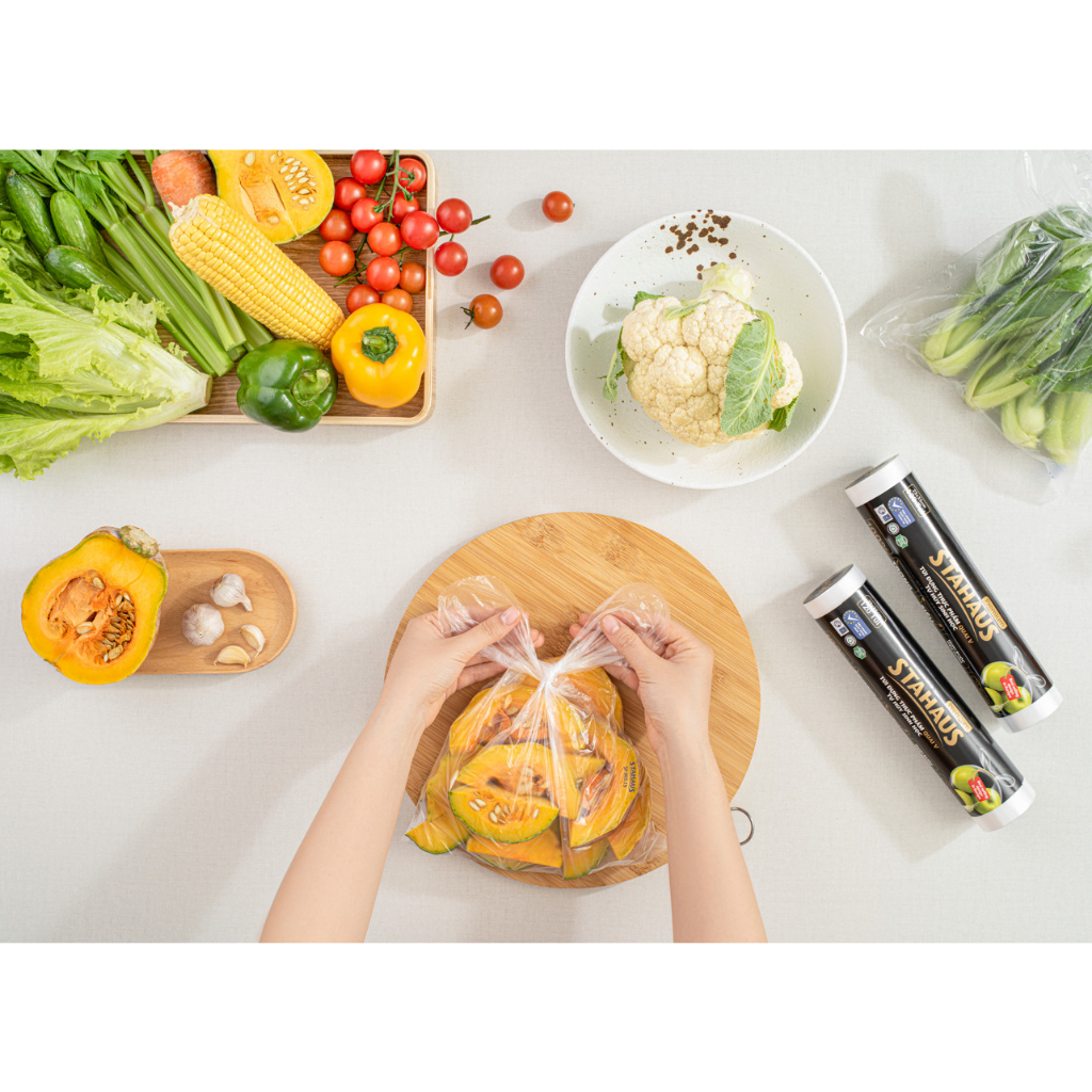 Túi đựng thực phẩm THSH cao cấp quai V STAHAUS Premium 23x35cm cuộn 120 túi