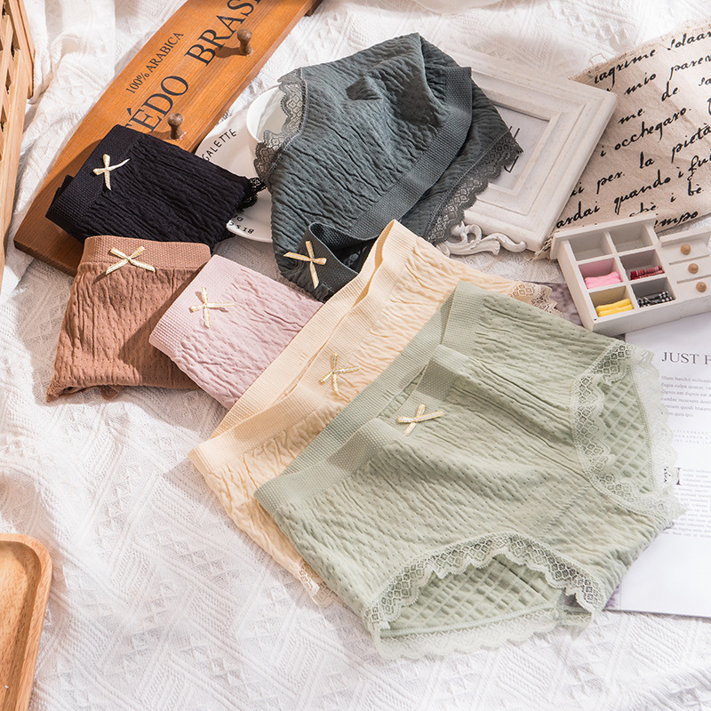 Combo 5 Quần Lót Nữ Cotton Dệt Kim - Quần Chip Nữ kháng khuẩn thoáng mát đính nơ xinh tôn vòng 3 gợi cảm màu ngẫu nhiên