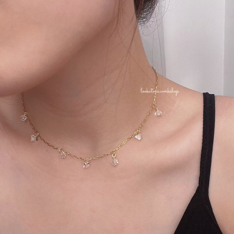 Dây chuyền Gemma không gỉ siêu xinh trong veo handmade Lookatme