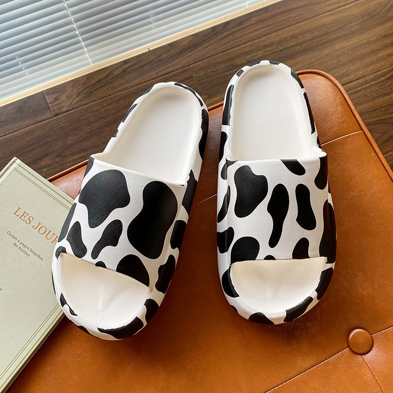 Dép bánh mì quai ngang màu bò sữa nam nữ，đế bánh mì trendy