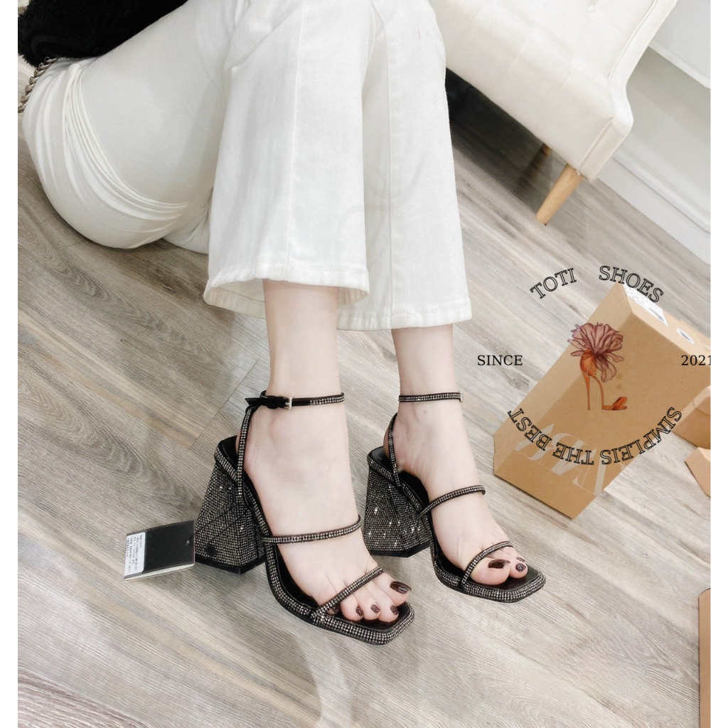 GIÀY CAO GÓT TOTIIE STORE - SANDAL HAI QUAI MẢNH ĐÍNH ĐÁ PHONG CÁCH THỜI TRANG NỮ HIỆN ĐẠI G2304230