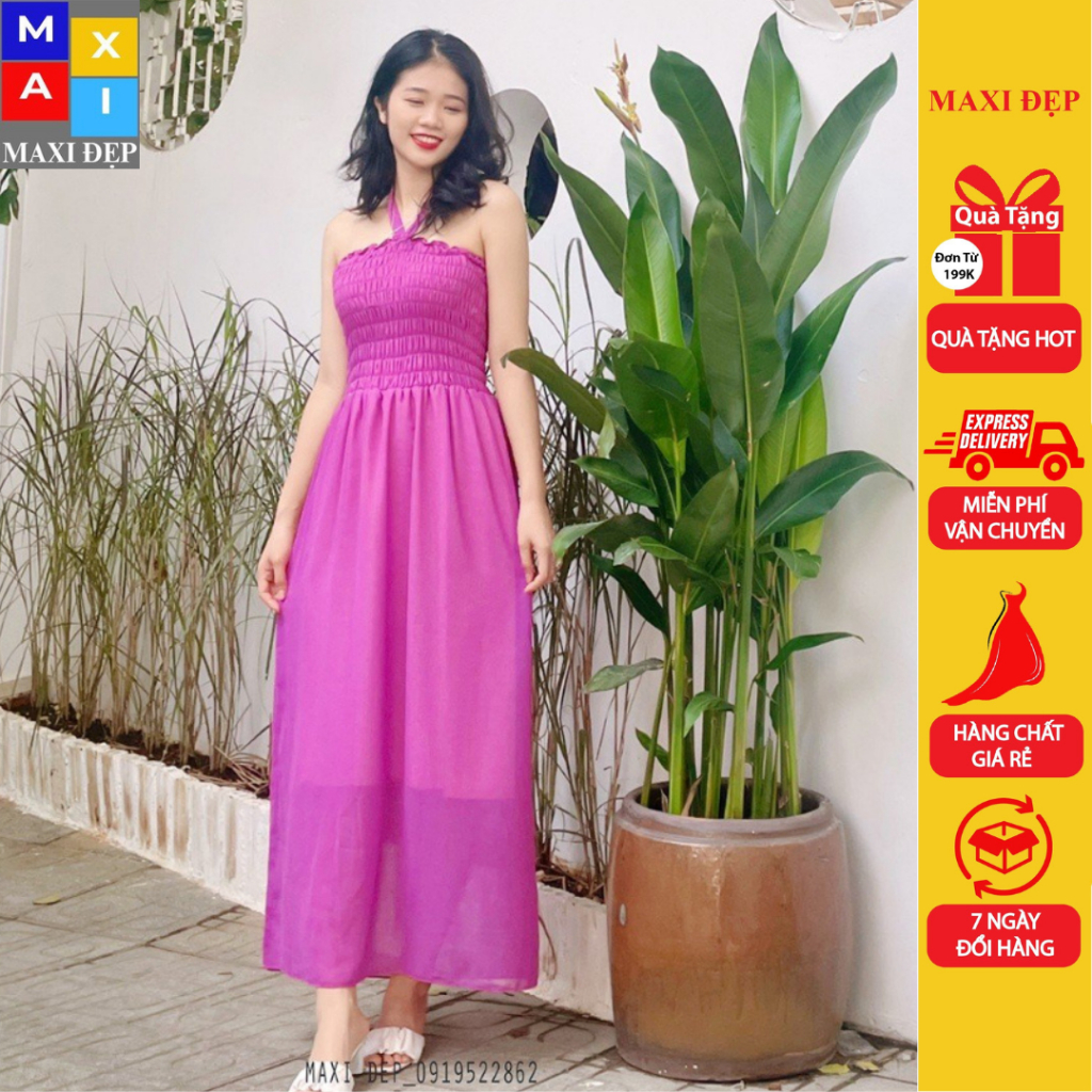 Đầm Maxi Cúp Ngực Freesize Màu Tím Violet Ngọt Ngào Cho Nàng Dịu Dàng Xuống Phố