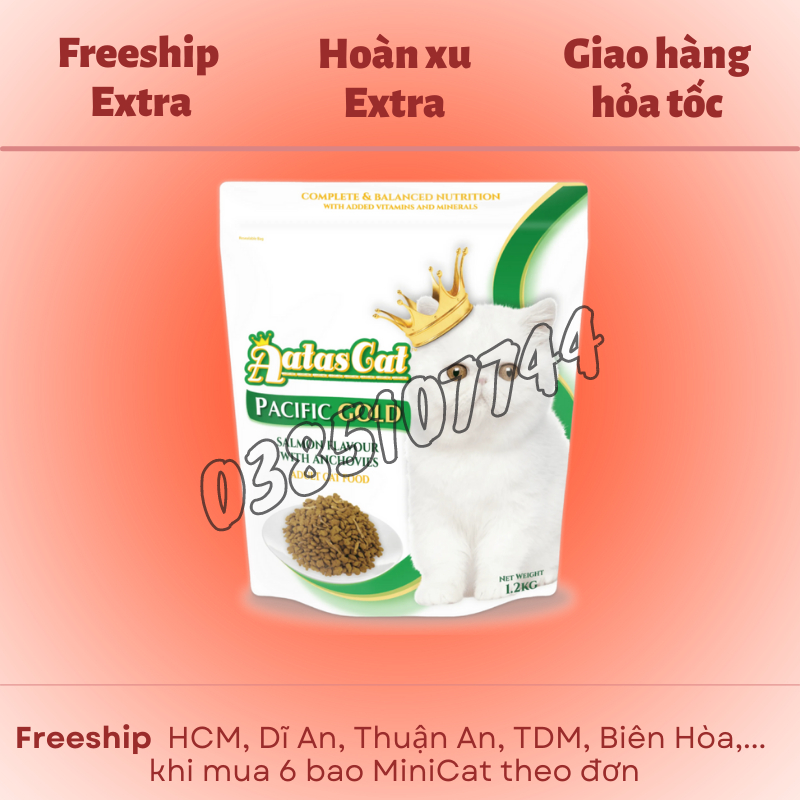 Hạt cá cơm sấy mix 1.2kg Aatas Cat nhập khẩu thái Lan cho mèo mọi lứa tuổi