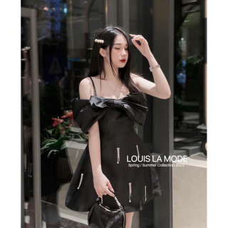 ( ẢNH CHÍNH CHỦ) Váy Trễ Vai Nơ Ngực Đính Đá