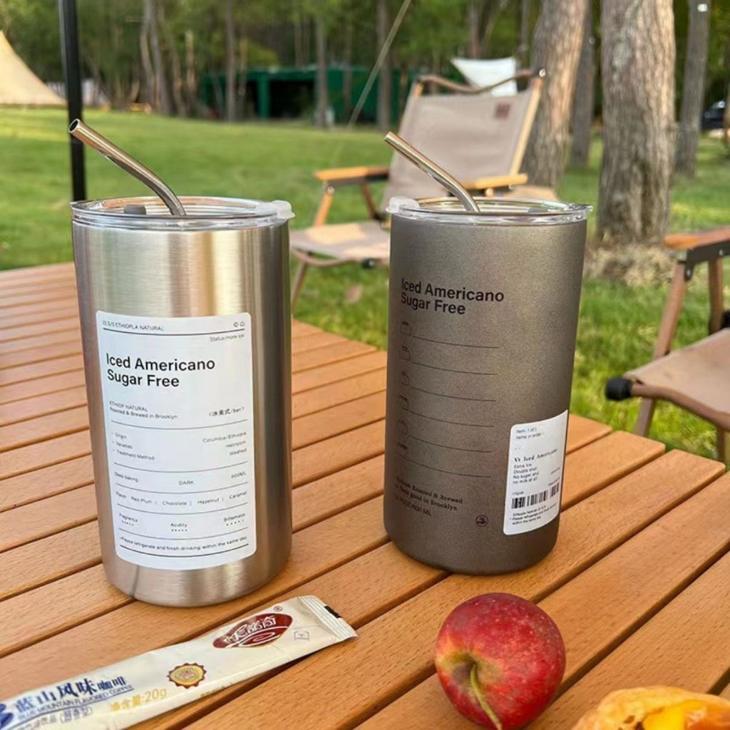 Cốc giữ nhiệt Iced Americano thể tích 650ML/300ML inox có ống hút DIB MARK