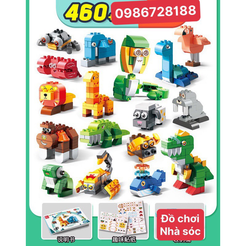 Bộ lego xếp hình oto, động vật cao cấp( sz Duplo của Feelo)