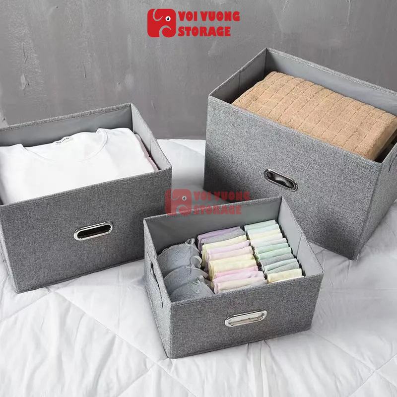 Hộp Vải Đựng Đồ 4 Kích thước Có Nắp Rời Xuất Thụy Sĩ Thương Hiệu Voi Vuông