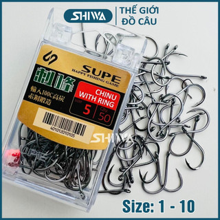 Lưỡi Câu Cá Chinu Supe CHÍNH HÃNG Đủ Size 1-10 - Lưỡi Câu Đơn Đài Có Ngạnh Câu Cá Chép, Rô Phi, Diếc, Cá Mương SHIWA