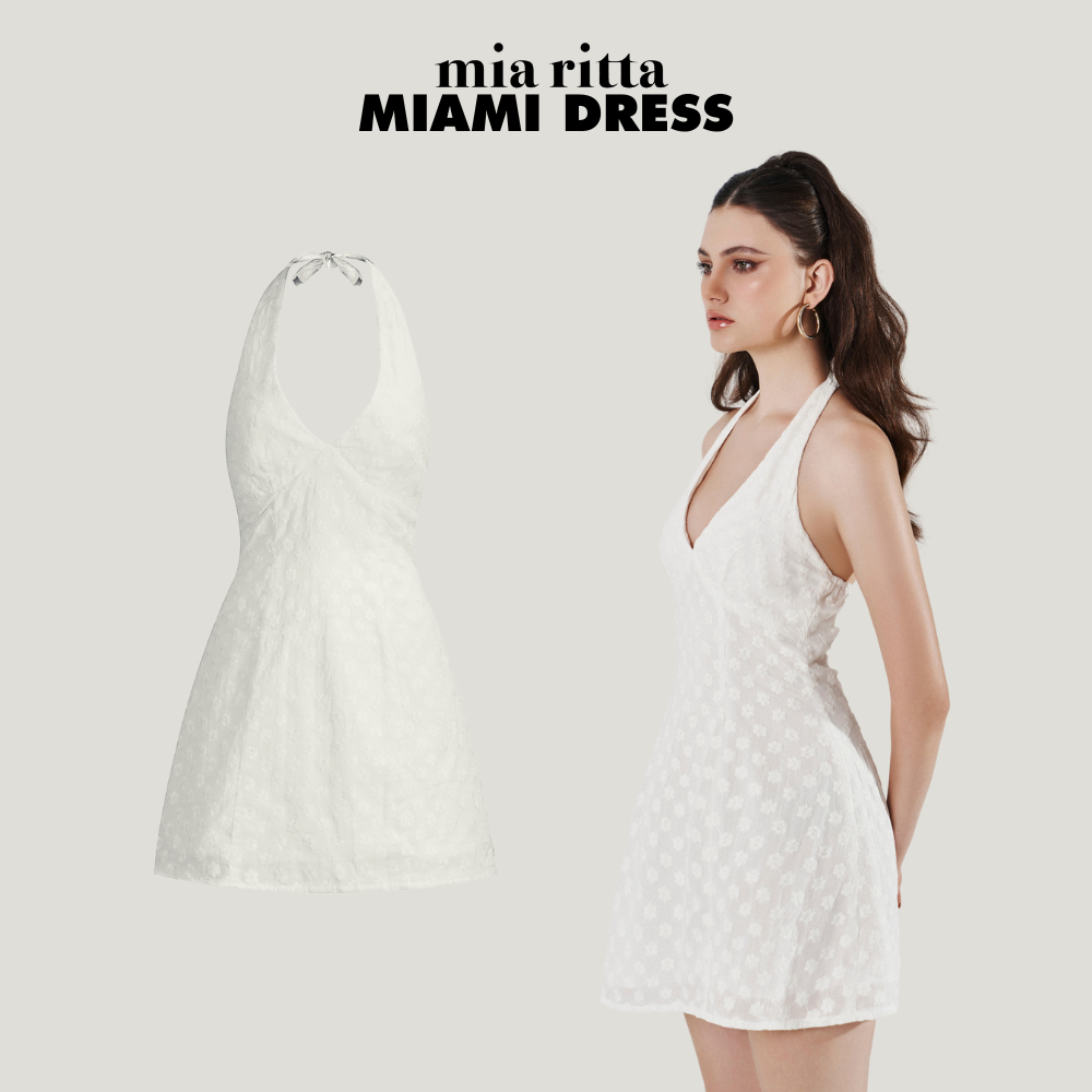 Váy yếm Miami Dress Mia Ritta V1059 - Váy yếm thô thêu hoa buộc dây hở lưng cúp ngực