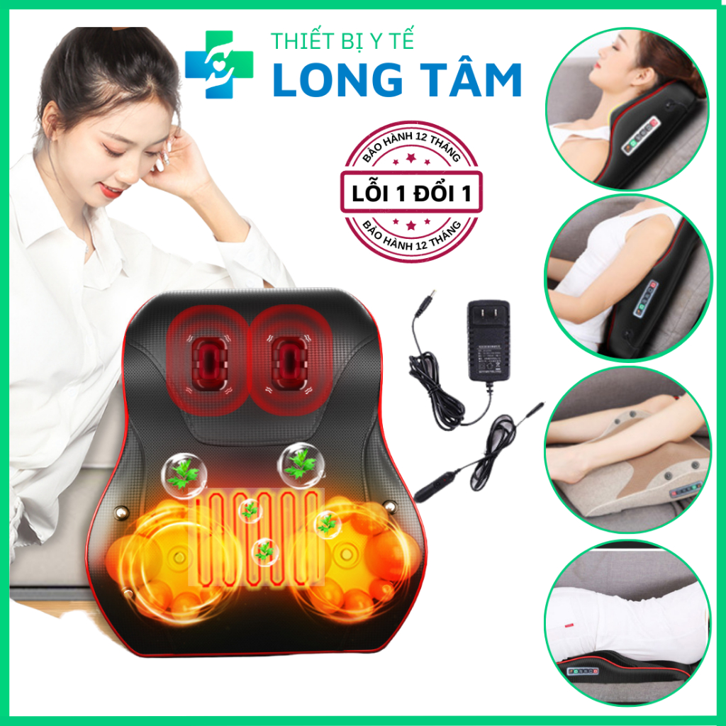 Gối massage cổ vai gáy 16 bi SA-L16, gối mát xa hồng ngoại, gối mát xa cổ vai gáy mô phỏng động tác thật
