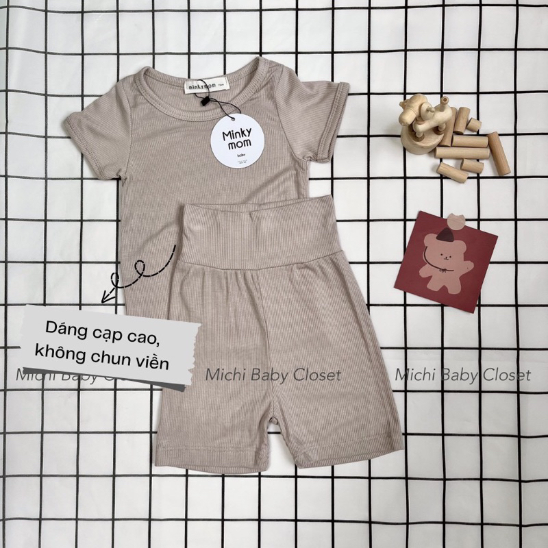 [HÀNG CHÍNH HÃNG] Bộ cotton gân tăm MINKYMOM Quảng Châu cạp cao dáng q