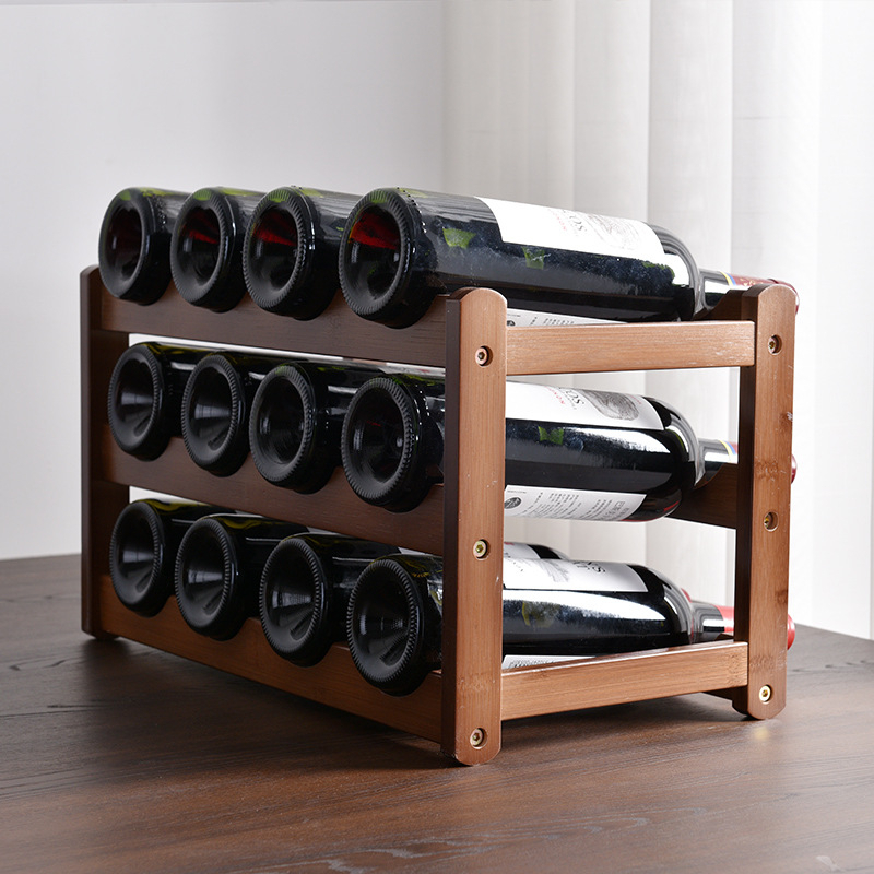 Kệ để rượu bằng gỗ tre BAMBOOO ECO Giá tre để rượu vang xếp tầng tối giản