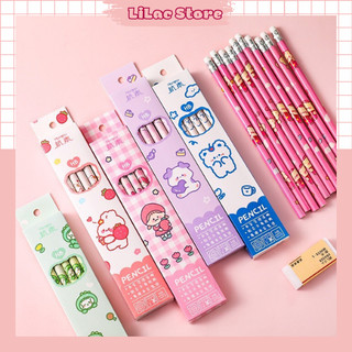Sét 10 chiếc bút chì hb có tẩy học sinh, văn phòng