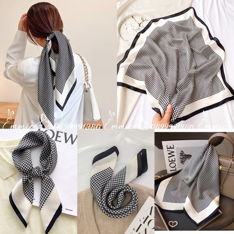 Khăn lụa vuông thời trang - phụ kiện thắt khăn, buộc tóc 70x70cm
