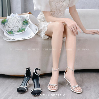 Sandal cao gót nữ Celi Shoes 7p gót tròn da trơn SD572