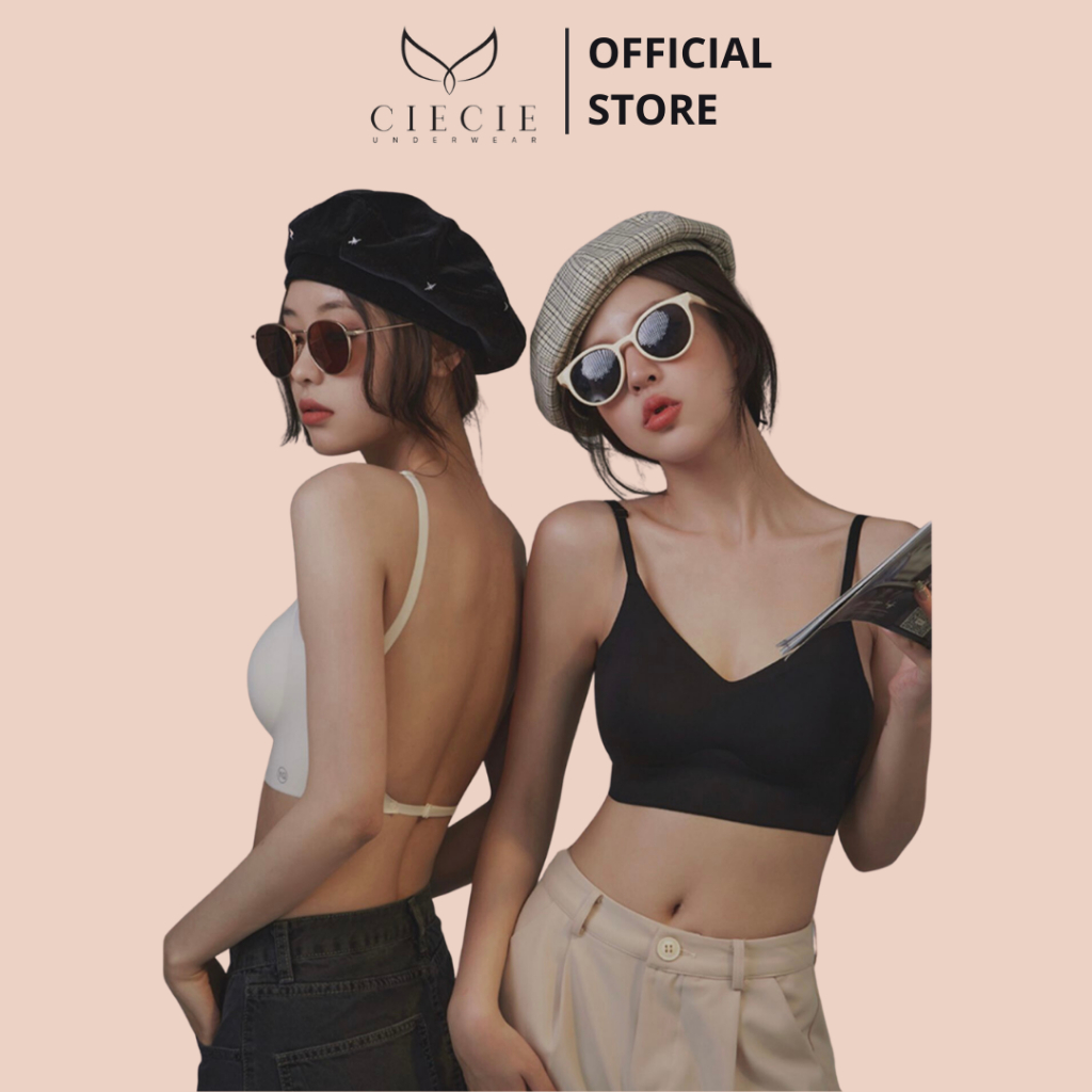 Áo lót brallet dáng trơn basic CieCie Underwear đúc mềm mặc được 3 nhiều kiểu đệm mút có thể tháo rời 2067
