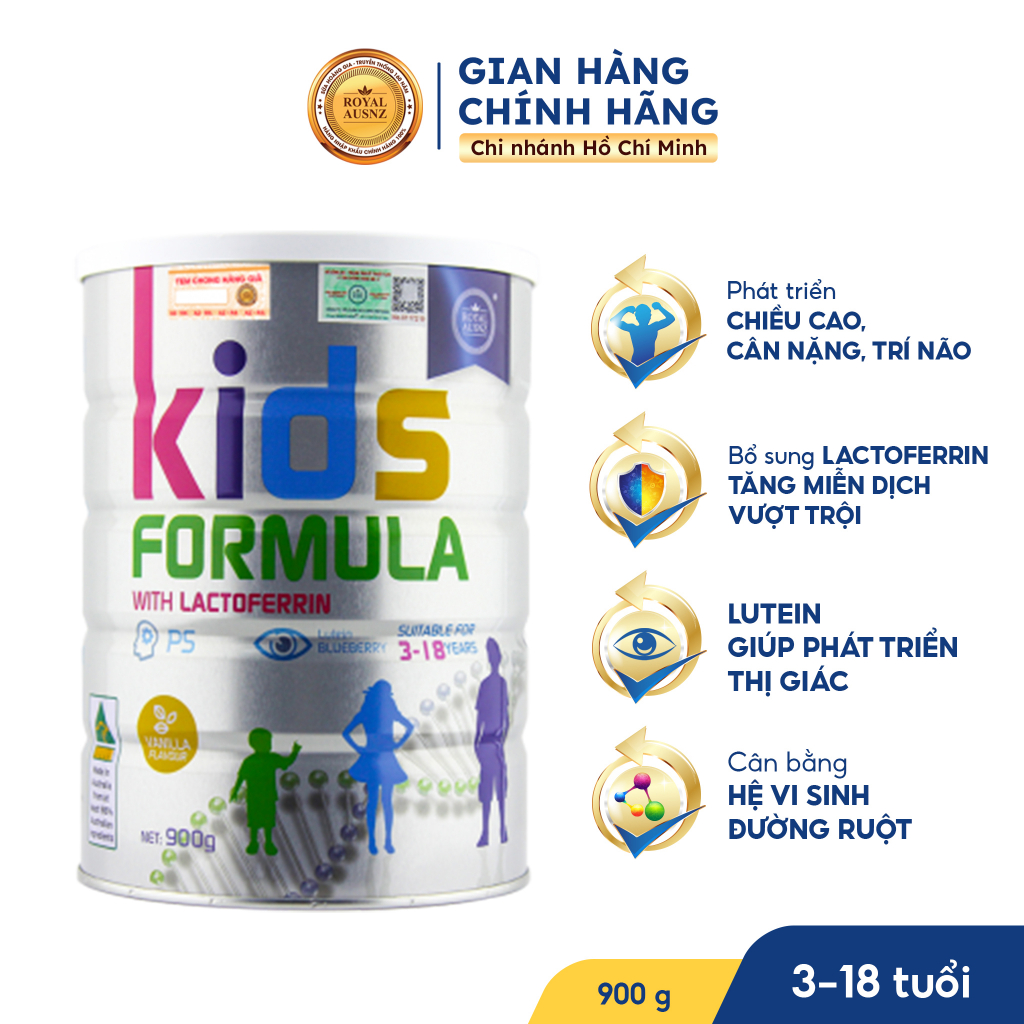 Sữa Bột Hoàng Gia Úc ROYAL AUSNZ Kids Formula Bổ Sung Dưỡng Chất Giúp Phát Triển Toàn Diện Cho Trẻ Từ 3-18 Tuổi, 900g
