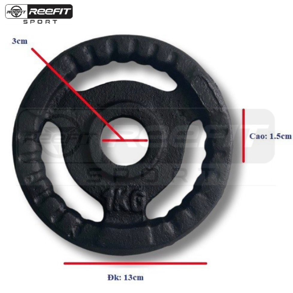 Tạ miếng gang tạ bánh gang 3 lỗ 2kg Reefit