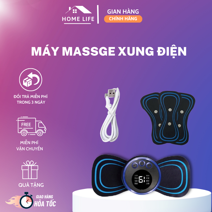 Miếng Dán Massage Xung Điện EMS Cao Cấp, Máy Massage Toàn Thân 8 Chế Độ Màn Hình LED -19 Cường Độ Giảm Đau Hiệu Quả