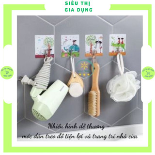 Móc dính tường móc dán tường siêu dính hình ảnh 3d nhiều màu đẹp chịu lực tốt
