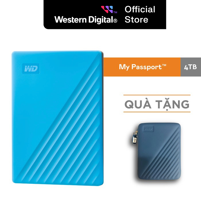 [Mã ELCL12 giảm 9% đơn 300K] Ổ cứng di động Western Digital WD My Passport 2.5'' USB 3.2 4TB Xanh - WDBPKJ0040BBL