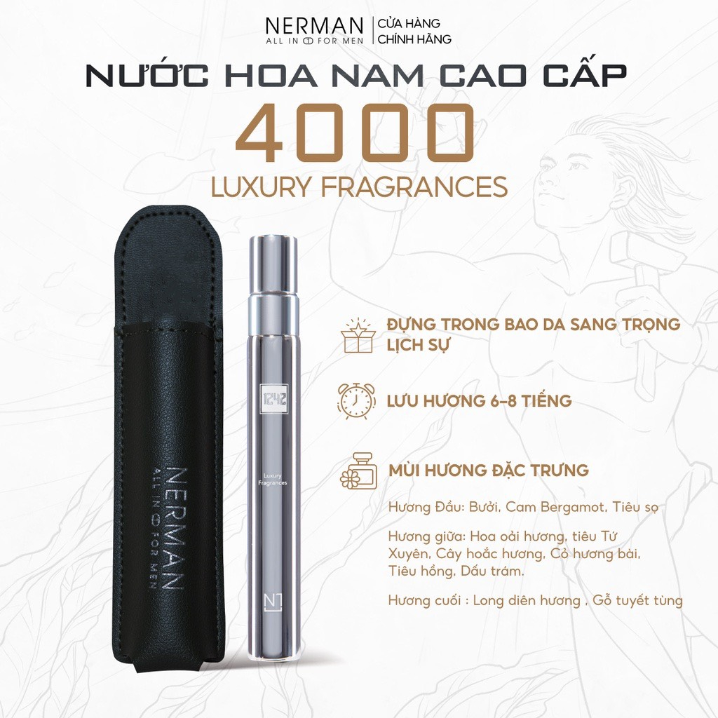 Bộ 3 chai nước hoa nam cao cấp chính hãng Nermen-Hương thơm mạnh mẽ lôi cuốn, lưu hương 8h, chai 10ml