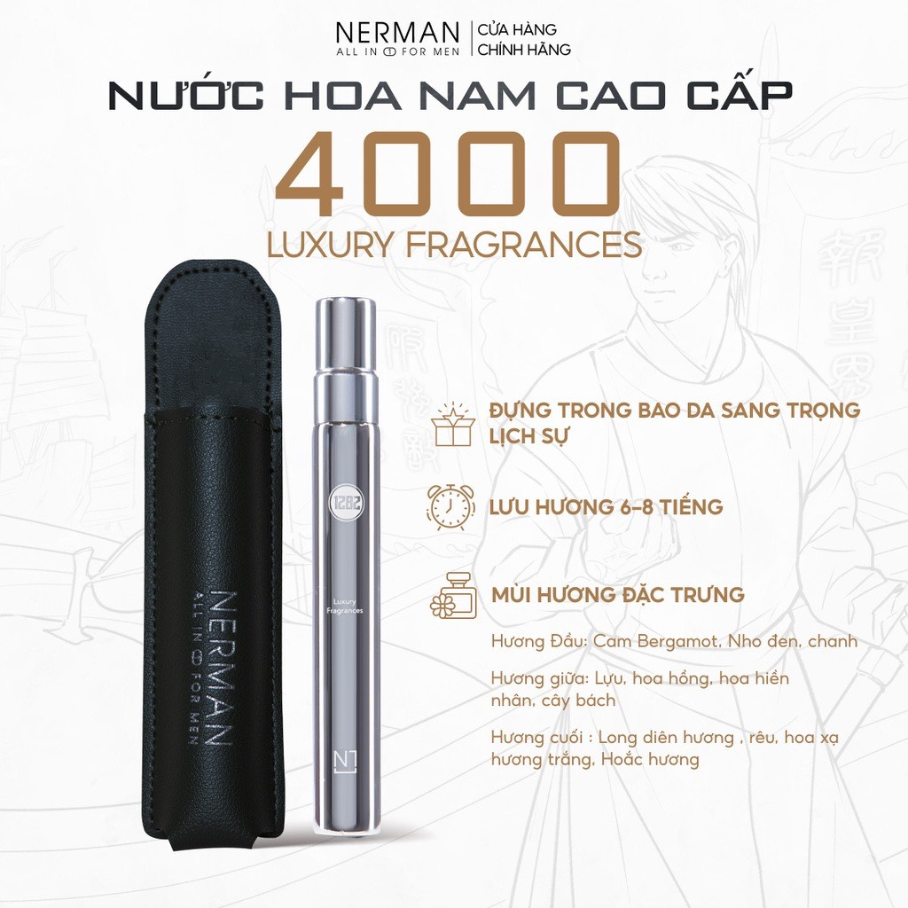 Bộ 3 chai nước hoa nam cao cấp chính hãng Nermen-Hương thơm mạnh mẽ lôi cuốn, lưu hương 8h, chai 10ml