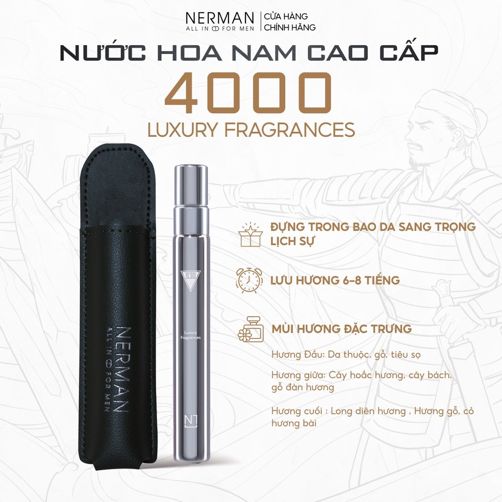 Bộ 3 chai nước hoa nam cao cấp chính hãng Nermen-Hương thơm mạnh mẽ lôi cuốn, lưu hương 8h, chai 10ml