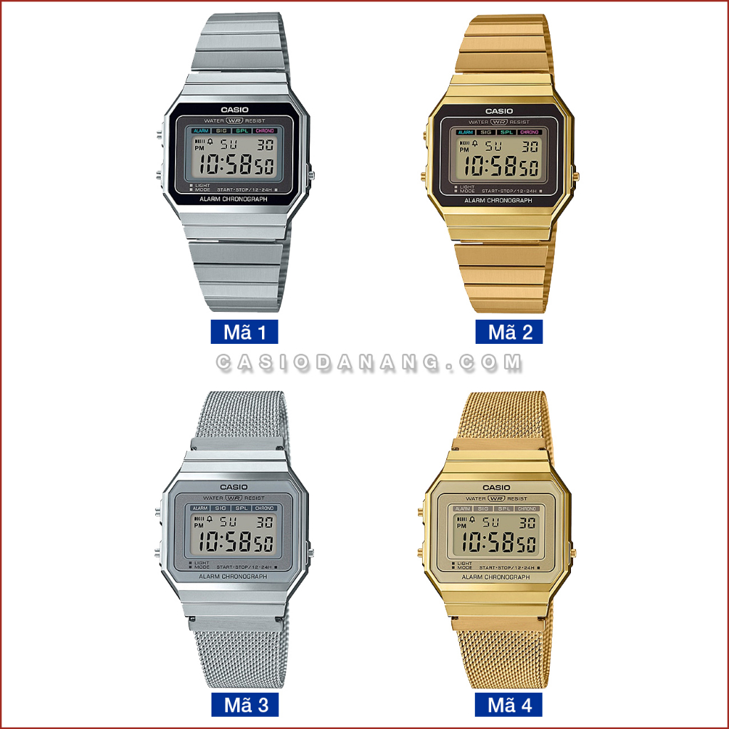 Đồng hồ unisex dây kim loại Casio chính hãng A700 Series