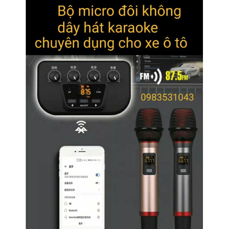 Bộ micro đôi không dây liền vang A8 đa năng