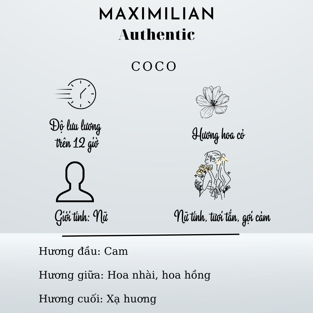 Nước hoa nữ Coco chiết 10ml tinh dầu nước hoa nữ lưu hương lâu nhẹ nhàng lâu lắng
