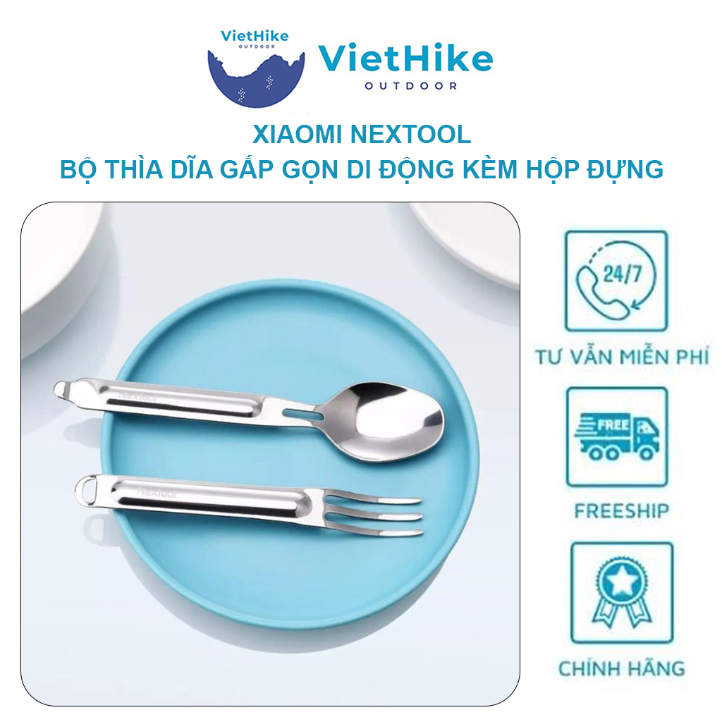 Bộ thìa dĩa di động gấp gọn bằng thép không gỉ kèm hộp đựng