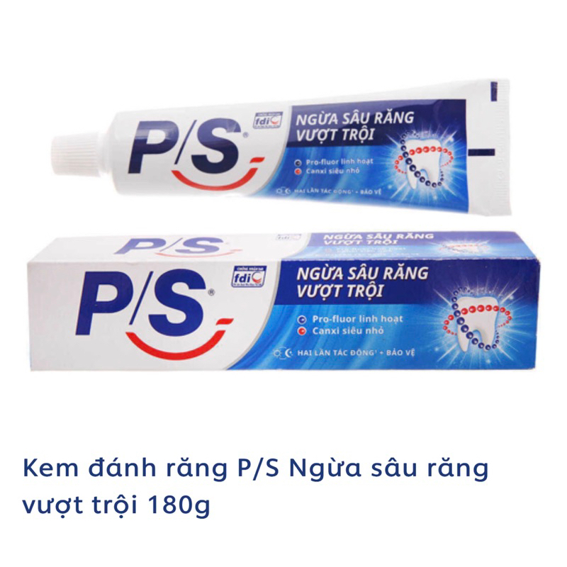 Kem đánh răng P/S ngừa sâu răng 180g + thêm tuýp p/s trả xanh 30g