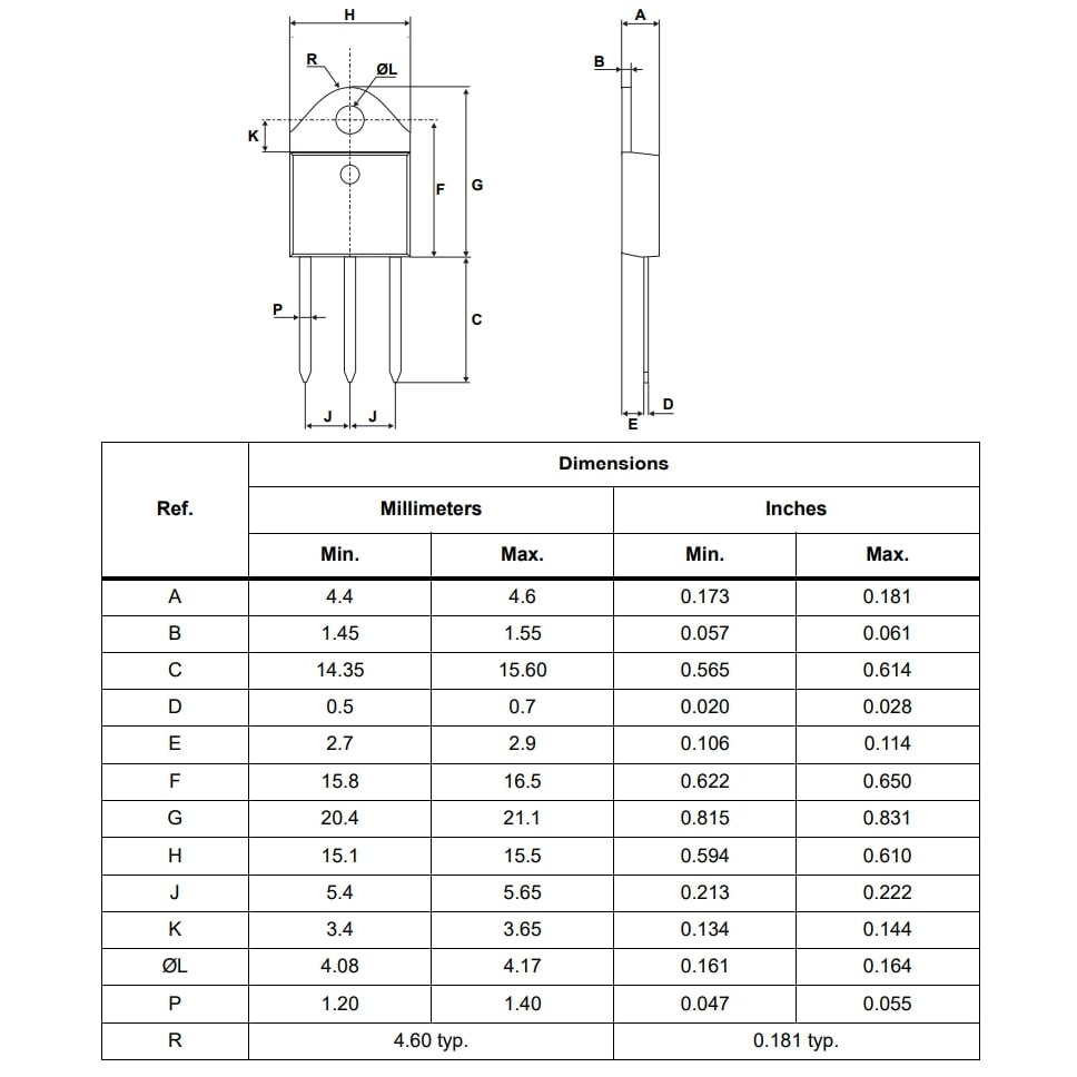 BTW69-1200 Thyristor 50A 1200V TO-3P