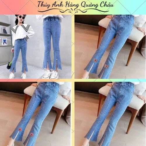 (QB49) Quần JEAN dài cho bé mẫu mới siêu hot, dáng ống quần xẻ thời trang - Hàng Quảng Châu