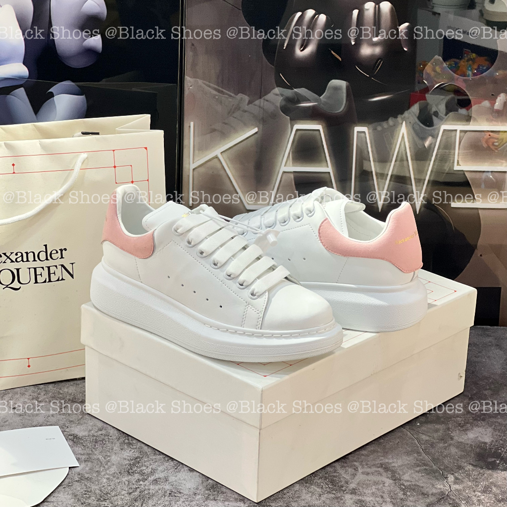 Giày Alexander Mcqueen Nữ Trắng Gót Hồng MC White Pink Hộp cứng + Túi xách+ Giấy gói