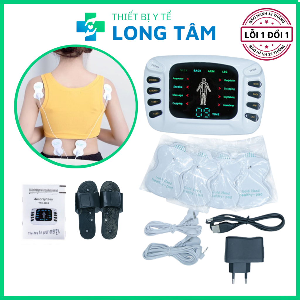 Máy massage xung điện 8 miếng dán YTK-309B, máy mát xa xung điện 8 chế độ massage 15 cường độ xung điện