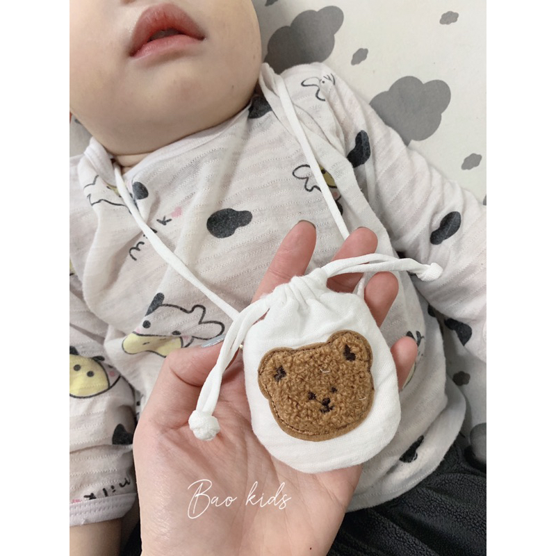 Túi đựng tỏi gấu Xù . Vải muslin mềm cho bé