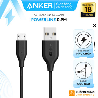 [KHÔNG DÙNG CHO IPHONE] Cáp sạc ANKER PowerLine Micro USB dài 0.9m - A8132