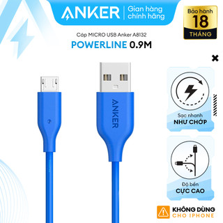 [KHÔNG DÙNG CHO IPHONE] Cáp sạc ANKER PowerLine Micro USB dài 0.9m - A8132