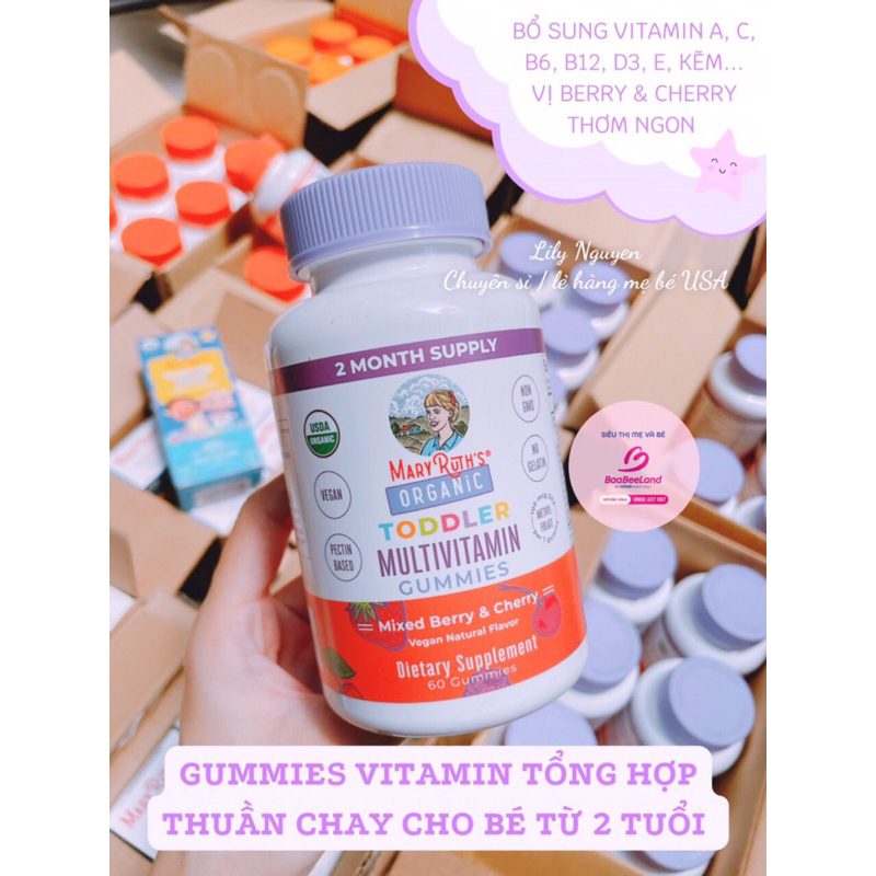 [𝗗𝗔𝗧𝗘 𝟳/𝟮𝟬𝟮𝟰] Gummies Mary Ruth’s Organic Toddler Kẹo Dẻo Tổng Hợp Vitamin Organic 60v Cho Bé từ 2 tuổi - BAABEELAND