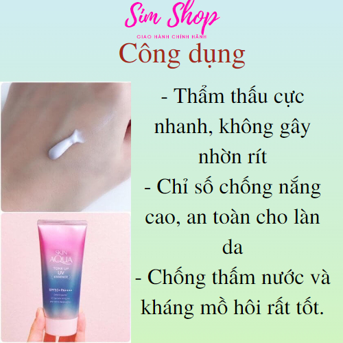 Kem chống nắng Skin Aqua Tone Up UV Essence SPF 50+ PA+++ Nhật Bản Simshop20 Giúp nâng tông da, dưỡng ẩm và bảo vệ da 50